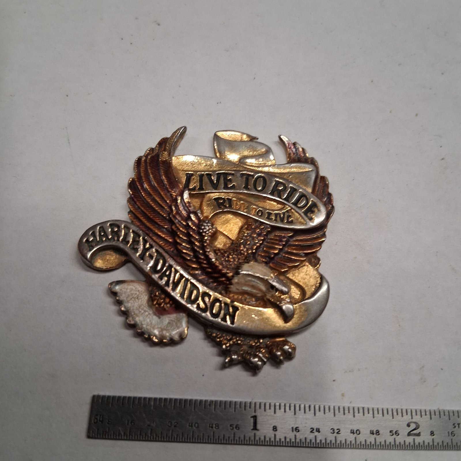 Vintage Harley Davidson Live to Ride Eagle Metal Medallion Insert Craft Restore
